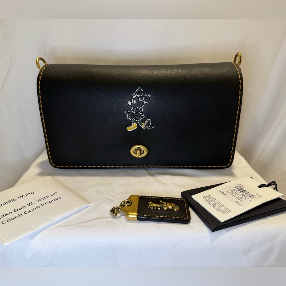 Disney X Coach Dinky with Minnie Mouse 
Black with Brass Hardware